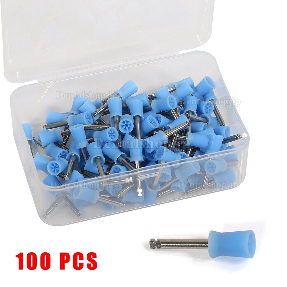 100pcs Dental Firm Prophy Cup Rubber Polish Brush Blue Polishing Head